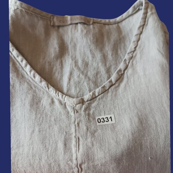 Cut Loose Hanky Linen Patch dress Size XSmall 100% Linen sage color - Picture 6 of 9